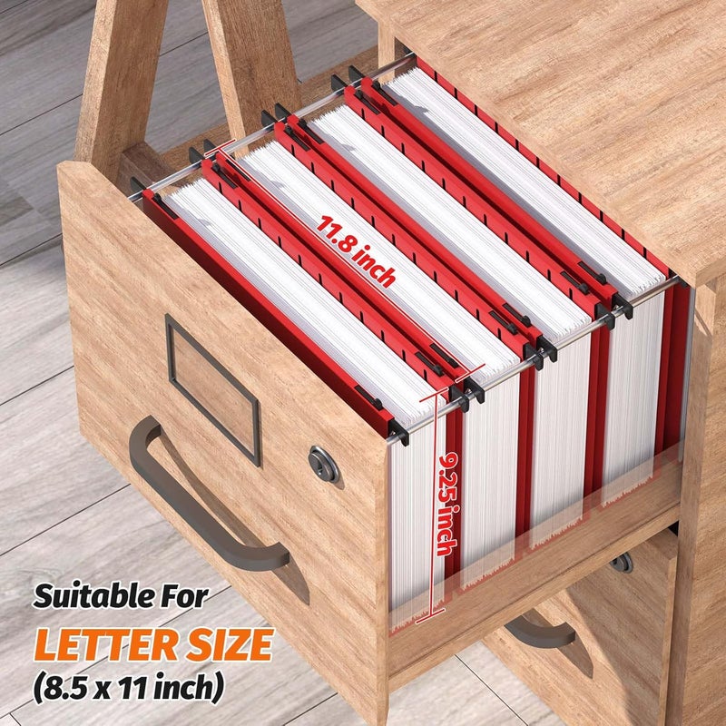 SHUTEX Extra Capacity Plastic Hanging File Folders,12 Pack Reinforced Hang Folders,Heavy Duty 2 Inch Expansion,Plastic Filing Cabinet Folders,Letter Size,for Bulk Files, Medical Charts,Red - Image 3